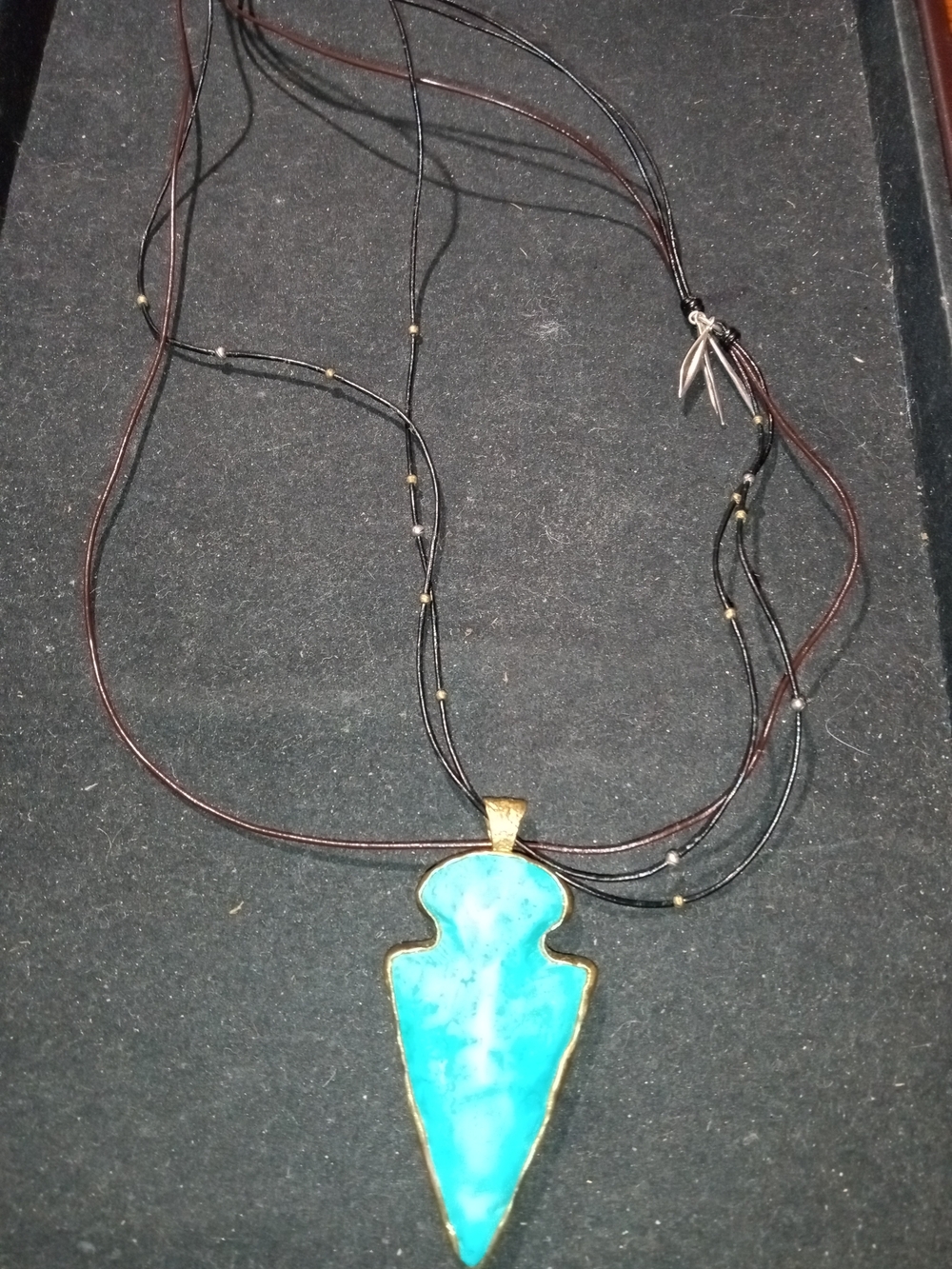 Silpada Turquoise Arrowhead Pendant Necklace with Gold-Tone Bezel
